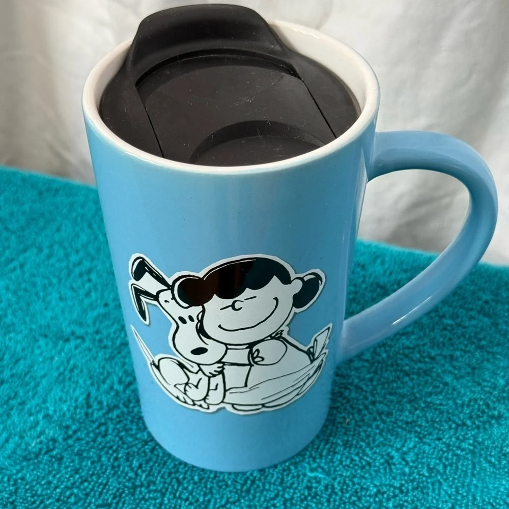 Peanuts 2020 70th‎ Anniversary Limited Edition Lidded Travel Mug Lucy & Snoopy
